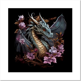 Beautiful Floral Dragon Lover Fantasy Art Cool Posters and Art